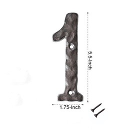 Cast Iron Metal House Numbers 5.5" Heavy Duty Embossed House Address Numbers 0 to 9 Indoor Outdoor DIY Projects Hanging Wall Sign Letters Decor