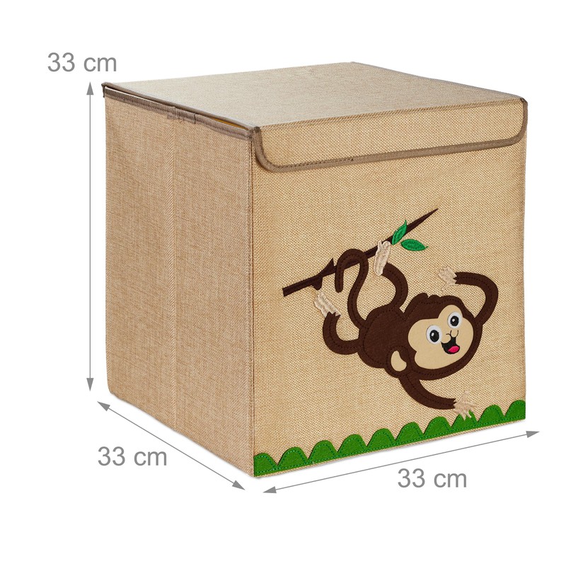 Relaxdays Storage Box Monkey Design Fabric Box for Children Foldable