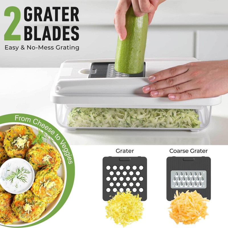 Mueller Vegetable Chopper Mandoline Slicer, Food Veggie Chopper, Cheese Grater,