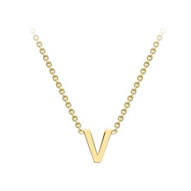 CARISSIMA Gold Women's 9ct Yellow Gold 4mm x 5mm V Initial Adjustable Necklace 38cm/15-43cm/17
