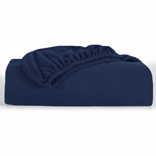 Oxford Homeware Navy Super King Fitted Sheet –100% Organic Cotton
