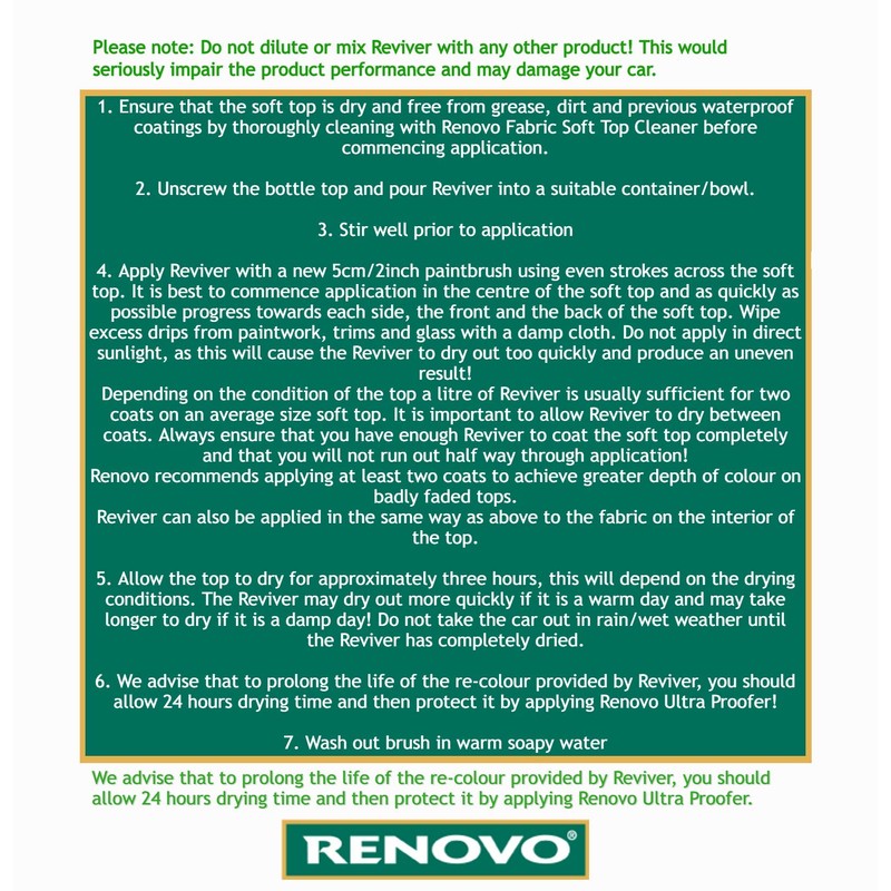Renovo Soft Top Reviver - Black (500ml)