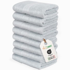 nice homeit Set of 8 Hand Towels for Face and Guest Cotton 35 x 55 cm 100% Ring Spun Cotton Extra Soft and Absorbent Made in Italy Grey