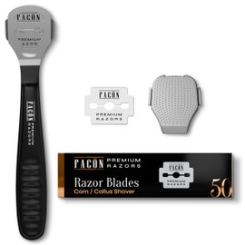 Facón Professional Callus Shaver Remover with 50 Blades, Pedicure Razor for Feet & Hands, Foot Razor for Callus Removal, Callus Blade Remover, Corn Shaver, Surgical Grade Premium Stainless Steel Tool