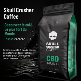 Skull Crusher Infused Ground Coffee with High Caffeine - Rainforest Alliance Certified Pure Dark Roast Ground Coffee Beans - Warning: World's Strongest Coffee - 100% Natural Coffee Beans - 500g