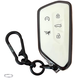 EJOAOJE Smart Key Protective Shell for Volkswagen Key Fob Cover with Keychain Fits for VW ID 4 Atlas MK8 GTI Golf R Atlas Cross Sport Remote Key Vehicle Accessories