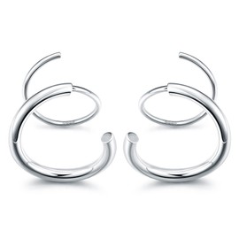 Kakonia 925 Sterling Silver Spiral Hoop Earrings 18K White Gold Plated Hypoallergenic Double Hoop Earrings High Polished Piercing Hoop Earrings for Women Girl
