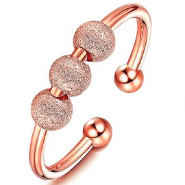 Gleamart Adjustable Anti-Anxiety Spinner Ring for Women Spinning Fidget Ring Rotating Stackable Ring Rose Gold