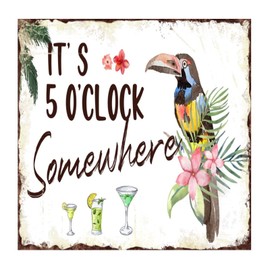It's 5 O'Clock Somewhere Laptop Home Wall Decor Wall Decals Summer Tropical Luau Flamingo Removable Home Decals for Backdrop Nursery Kitchen Trucks Vinyl