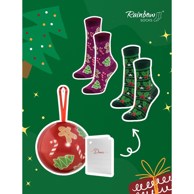Rainbow Socks Christmas Socks in Baubles for Him and Her