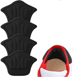 Geettcaifu 4 Pcs Back of Heel Cushion Inserts, Mesh Self-Adhesive Grips Pads, Reusable Adhesive Heel Guards Liners for Boots, Loose Shoes Too Big, Improve Shoe Fit for Women Men - Black