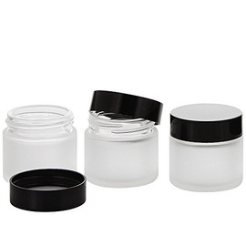 Matt Glass Jar 30 ml with Lid, Empty Kosmetex Glass Cream Tin, Cosmetic Tin, 3 x 30 ml Matte Glass with Black Lid