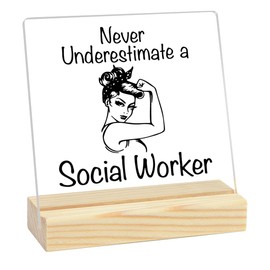 Social Worker Gifts for Women Social Worker Appreciation Gifts LCSW MSW ACWS BSW Retirement Graduation Birthday Gifts for Social Work Practitioner Office Decor Clear Acrylic 4 x 4 Inch