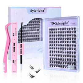 False Eyelashes Eyelash Extension Kit 144 Pieces D Curl 10-16mm Eyelash Extension Kit with Glue and Sealer Tweezers for Personal and Home DIY Use