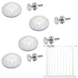 Jimkply Pack of 4 Wall Protectors for Stair Gates with 4 Screws Diameter 8 cm Stair Safety Gate No Drilling for Safety Gate Pet Gate