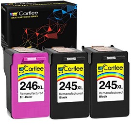 Cartlee 3 Remanufactured PG-245xl CL-246xl High Yield Ink Cartridges Replacement for iP2820 MG2420 MG2920 MG2922 MG2520 MG2924 MX492 - Shows Ink Level
