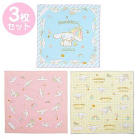 Sanrio 880060 Cinnamoroll Character Lunch Cloth, Set of 3, Approx. 16.9 x 16.9 inches (43 x 43 cm), 100% Cotton, Name Space, Cinnamoroll Character