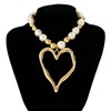 Y2k Large Heart Necklaces for Women Chunky Love Pearl Ball