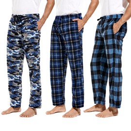 DG Hill Flannel Pajama Pants - Mens Pajama Bottoms Plaid PJS Sleepwear 3 Pack - Matching PJS Fleece Adult Family Pajamas for Fall Winter