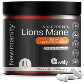 NEWMANITY Melena de Leon 300 Cápsulas de 500 mg - Nootrópico Natural de Lions Mane, Hongo Melena de Leon, Mushroom Blend de Suplemento con Extracto 8:1, Nootropicos para Apoyo en la Memoria
