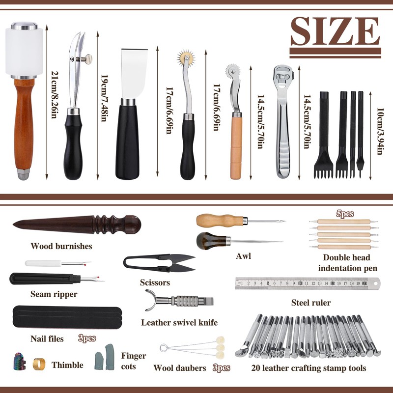 BUTUZE Leather Kit, Leather Tooling Kit for Beginners, Leathercraft Tools