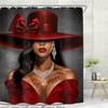 MESHELLY Red Black Girl Shower Curtain 60Wx72H African American Inspirational