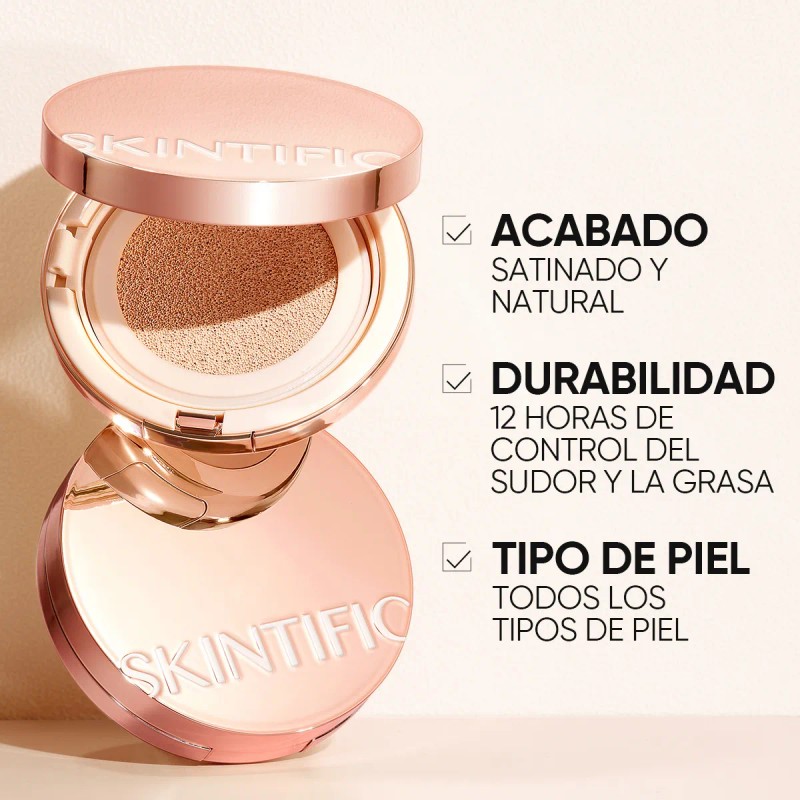 Skintific Cushion Base Maquillaje Ligero Cobertura Media