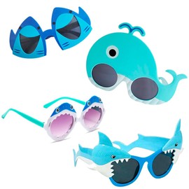 FANCYKIDS Shark Sunglasses Eyeglasses Glasses Funny Unique Novelty Costume Sunglasses for Boys Girls Adults Mens Womens Ocean Theme Party Decoration Photo Props Toys 4 Pairs