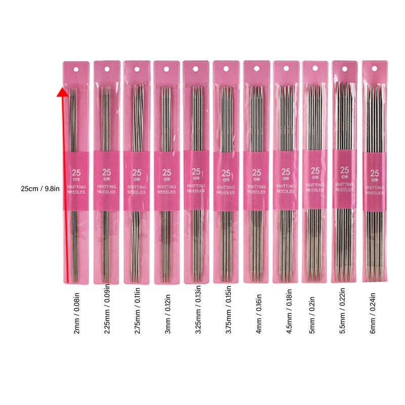 11 Sizes 44pcs Double Pointed Knitting Needles Set 2mm to
