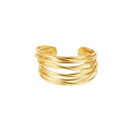 CozyChique Gold Chunky Cuff Bracelets for Women Minimalist Irregular Gold Bangles Bracelet Statement Hammered Multi-layer Cross Wire Open Wide Adjustable Jewellery Arm Cuff