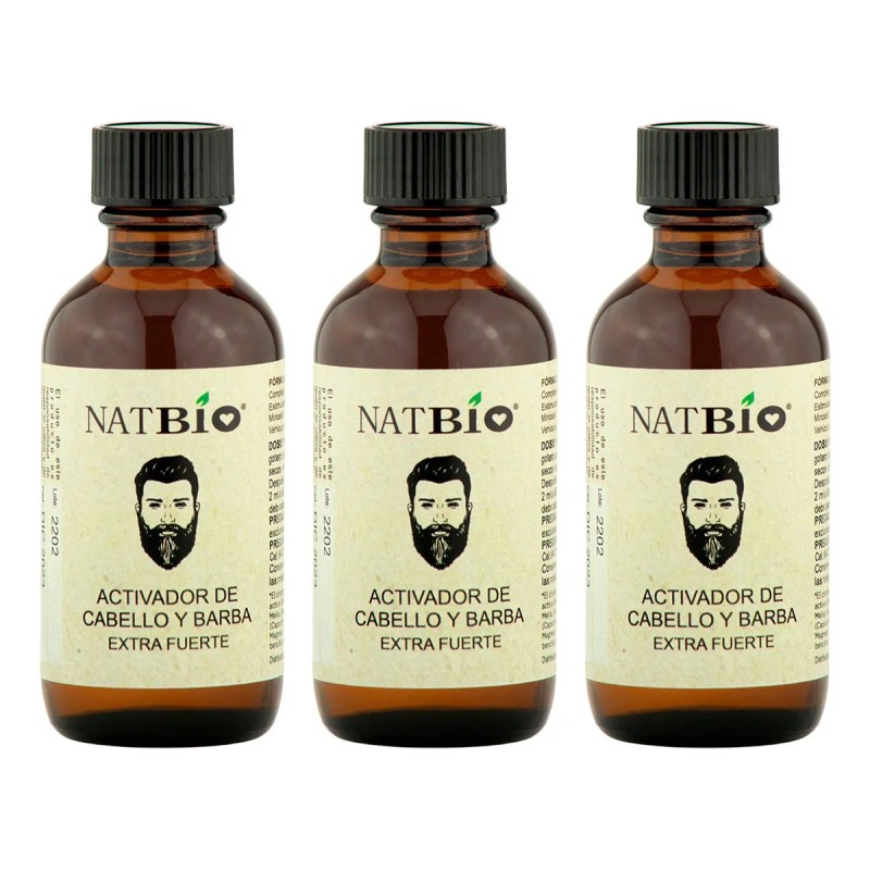 Crecimiento De Cabello Y Barba Abundante Natbio 3 Tónicos