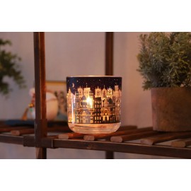 Fresh Ocean Breeze Scented LED-Glow Scented Candle| Unique STAR CITY NIGHT Patterns