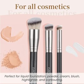 Juego de Pinceles de Contorno Corrector de Base Plana Angular, 2Pcs Densa Bajo Los Ojos Contorno de Nariz Cepillo Kabuki para Mezclar Ajuste Ocultar Pulido Con Líquido, Crema y Polvo(170/270