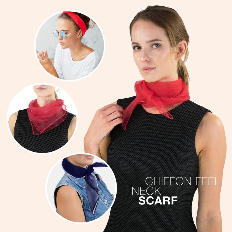 Plain Soft and delicate Chiffon Feel Head and Neck Scarf,Black