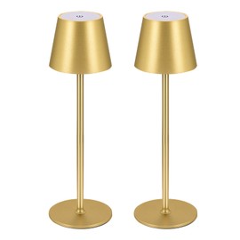BGFHome Cordless Table Lamp LED Desk lamp,5000mAh Rechargeable Touch Night Light Wireless Minimalist Design for/Restaurant/Bedroom/Bars/Outdoor Party/Camping/Coffee Shop(2 Pack Gold)…