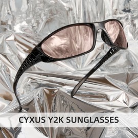 Cyxus Sunglasses Women Men Fashion Glasses Setting UV400 Protection for Travel Driving Fishing Golf 1143, tan lens black frame