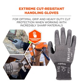 Ergodyne ProFlex 7071 Cut Resistant Work Gloves, ANSI A7, PU Coated Palms for Flexible No Slip Grip, Reinforced Thumb Saddle