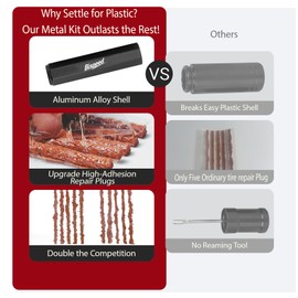 Tubeless Tire Repair Kit with Plugs，Black Tire Plug Kit，Portable Bike Tools，Flat Tire/Puncture Repair Kit，Tubeless Bike Tire Emergency Repair Kit, Easy to Use