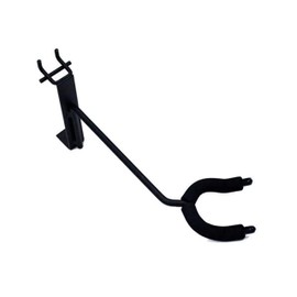 Padded Metal Right Facing Fixed Angle Guitar Hanger with 11 inch Stem – Slatwall and Pegboard Mount Display – Acoustic and Electric Guitar Holder (Quantity 5) (5, Black)
