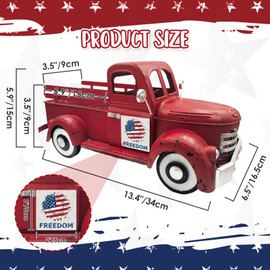 St Patricks Day Decorations 13.4 Inch Vintage Red Truck Interchangeable Seasonal Decor with 12 Magnetic Signs Rustic Metal Pickup Spring Garden Farmhouse Truck Planter Holiday Decor for All Seasons