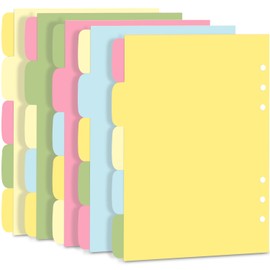 25pcs A5 Binder Dividers, A5 6-Hole Punched Colorful Ring Binder Divider, Loose-Leaf Page Dividers for A5 Notepad