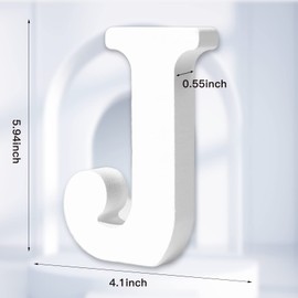 AOCEAN 6 Inch White Wood Letters Unfinished Wood Letters for Wall MAGA Decorative Standing Letters Slices Sign Board Decoration for Craft Home Party Projects (J)