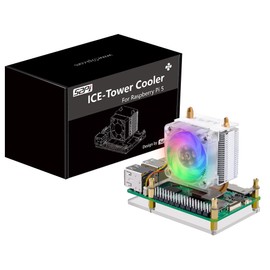 GeeekPi ICE Tower Cooler for Raspberry Pi 5, Raspberry Pi 5 RGB Cooling Fan with Raspberry Pi Heatsink for Raspberry Pi 5 4GB/8GB