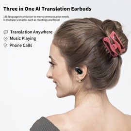 Auriculares de traducción Ai en tiempo real, 150 auriculares de traducción de idiomas, 3 en 1 auriculares de traducción bidireccional, dispositivo traductor con aplicación para iOS/Android, para