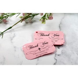 Baptism Tags - Thank You for Coming to My Baptism (Set of 12) (Baby Pink)