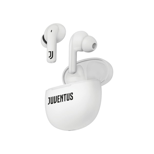 TECHMADE Juventus K201E Wireless In-Ear Headphones with Charging Box, White/Black