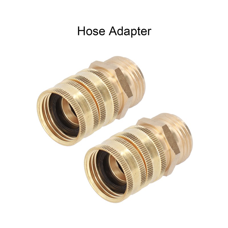 2Pairs 3/4in Brass Hose Adapter 2 Way Hose Adapter Durable