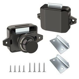 Lhdfyqt Set of 2 Cabinet Push Button Lock, Push Button Catch Door Lock Metal, Locking Drawers Pressure Lock, Keyless Push Button Lock, for Motorhomes, Yachts