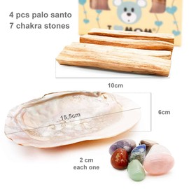 I LOVE MOM Set of 4 Palo Santo Incense Sticks with Pearl Shell and 7 Stones for Cleaning Negative Energies. Palo Santo Incense Sticks, Peruvian Natural Wood, Natural Heritage