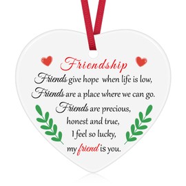 Friend Gifts for Women Best Friend Christmas Ornament Friendship Birthday Gifts Ceramic Ornament Gifts for Friends Female Christmas Tree Decoration Best Friend Graduation Gifts Bestie Gifts Ornaments